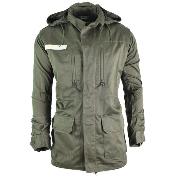 Original französische Armee Olive OD Jacke Müdigkeit Kampf Militär Kapuzenparka Satin