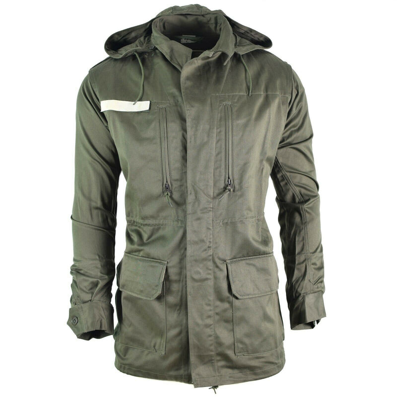 Original französische Armee Olive OD Jacke Müdigkeit Kampf Militär Kapuzenparka Satin