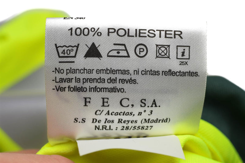 Echtes spanisches Langarm-Poloshirt, gelbe Warnweste der Guardia Civil, NEU