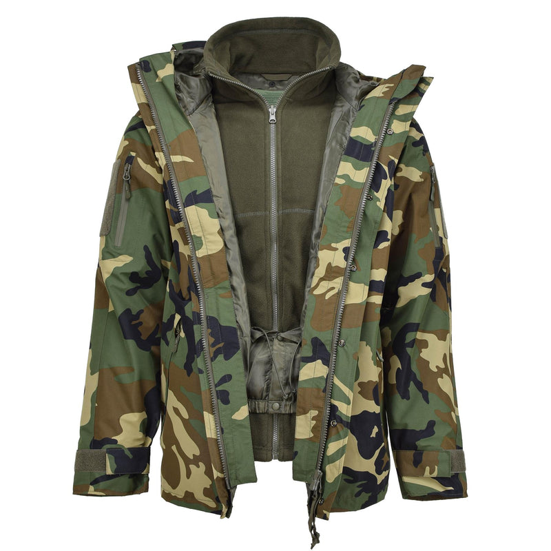 MIL-TEC Militärstil GEN II gefütterte Winterjacke Woodland Camo Softshell Parka