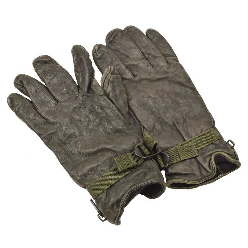 Original Britische Militär MK II Lederhandschuhe gefüttert dunkelgrün Handschutz