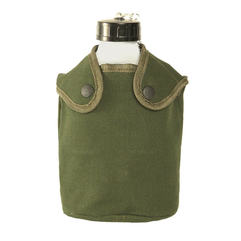 Trinkflasche im französischen Armeestil, Militärfeldflasche mit Beutel, OD