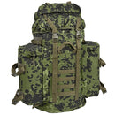 Large A.Blochl M84 camo mountain hiking daypack with padded straps, hip belt, MOLLE loops, and multiple compartments for trekking gear.