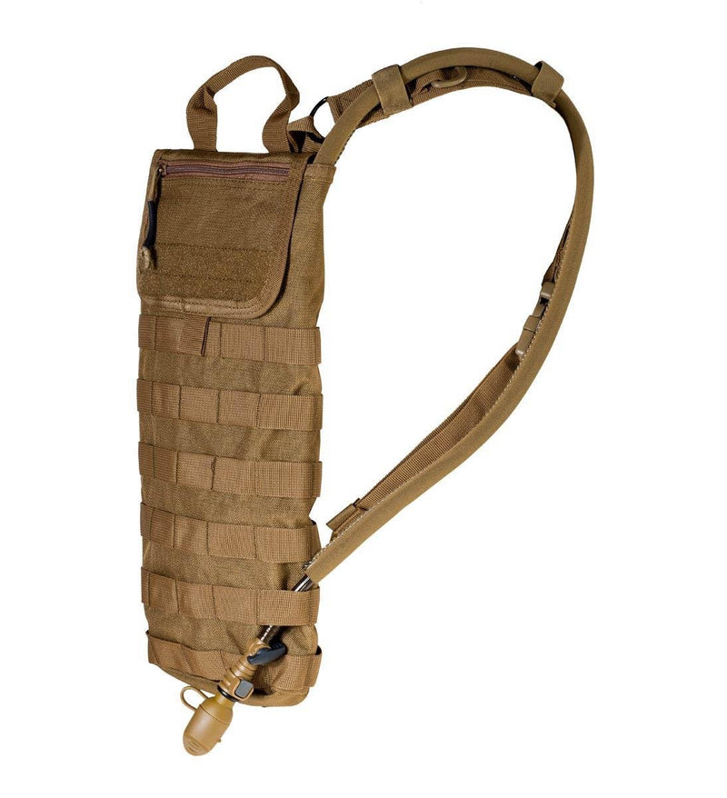 A.Blochl TF1 3L hydration pack in coyote brown with MOLLE loops and adjustable shoulder strap for hiking and tactical use