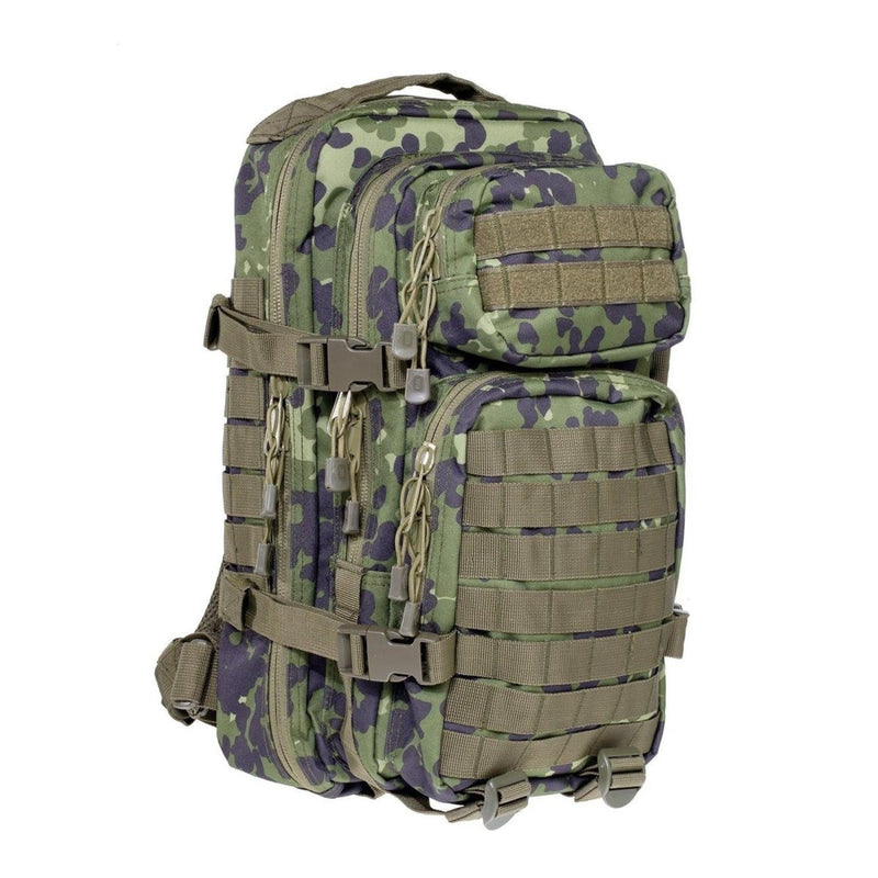 A.Blochl assault tactical hiking daypack in M84 Danish camouflage with 30L capacity, padded straps, and MOLLE loops.