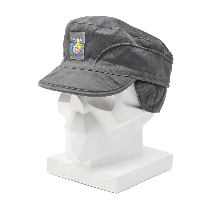 Original dänische Militärmütze grau Armeemütze leichte faltbare Ohrenklappen Vintage NEU