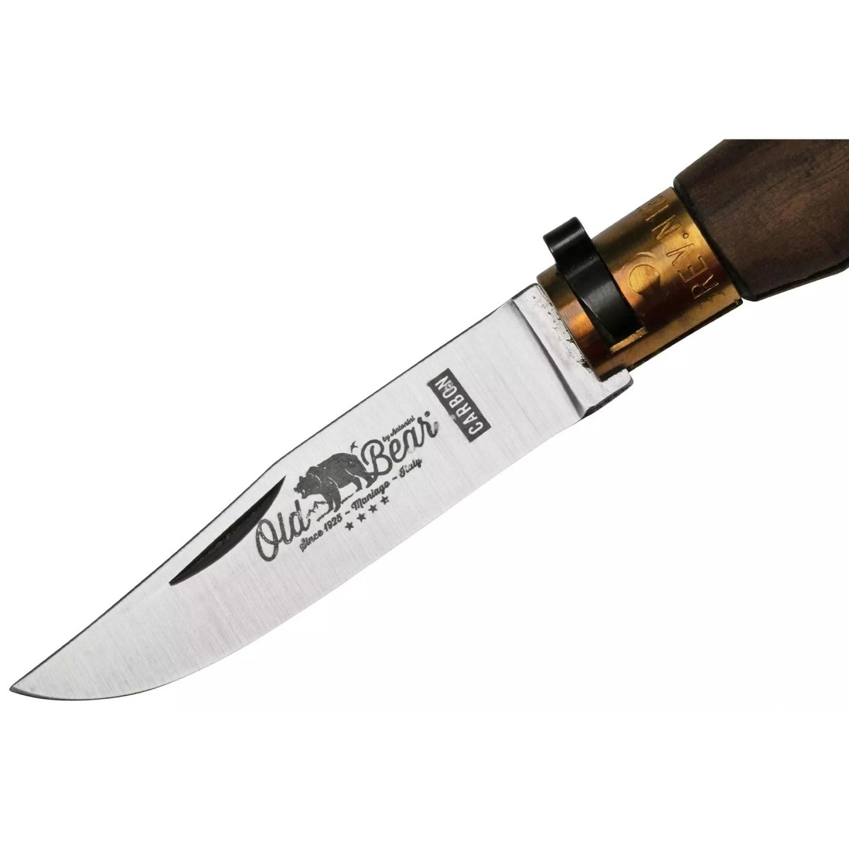 Antonini Old Bear Taschenmesser, 8 cm Carbon-C67-Klinge, Griff aus Walnussholz