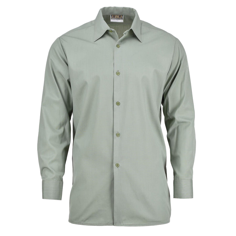 Original tschechisches Armeehemd Olivgrün Langarm Button Up Militär Überschuss NEU