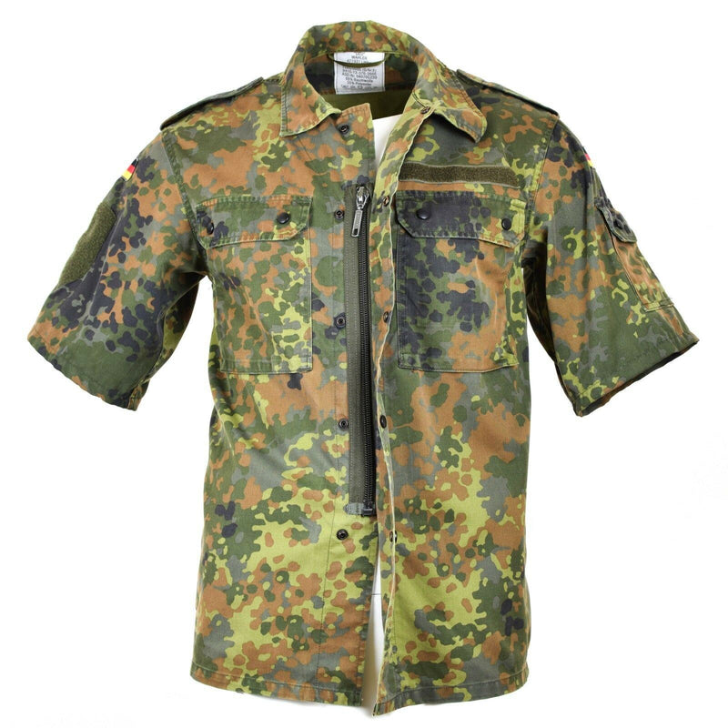 Original Bundeswehr Hemd mit Reißverschluss Flecktarn kurze Ärmel Kampf BW Armee Ausgabe