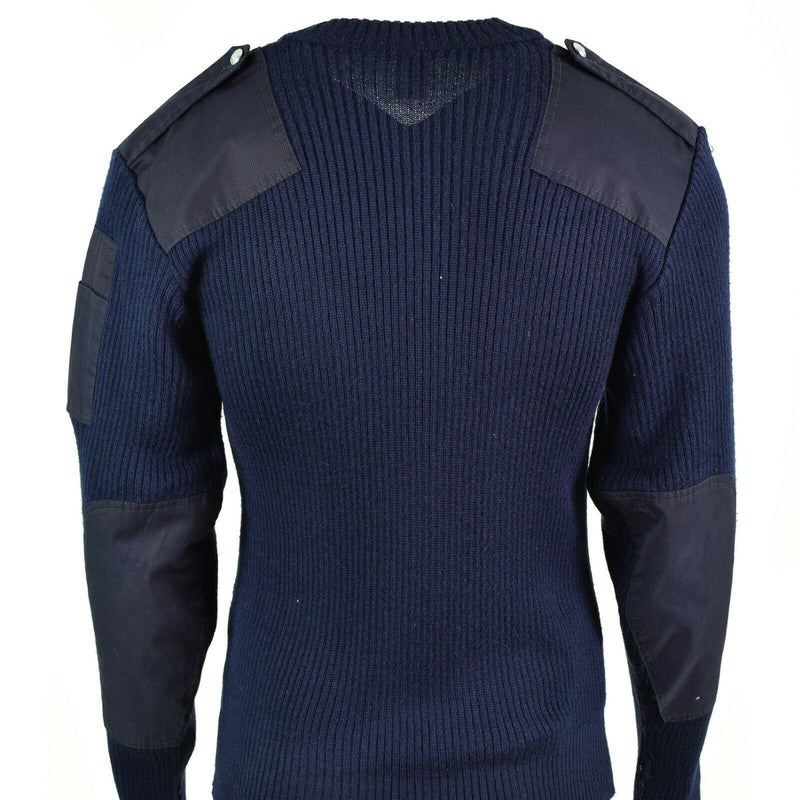 Original italienischer Pullover V-Ausschnitt Commando Jumper Dunkelblauer Pullover Wolle