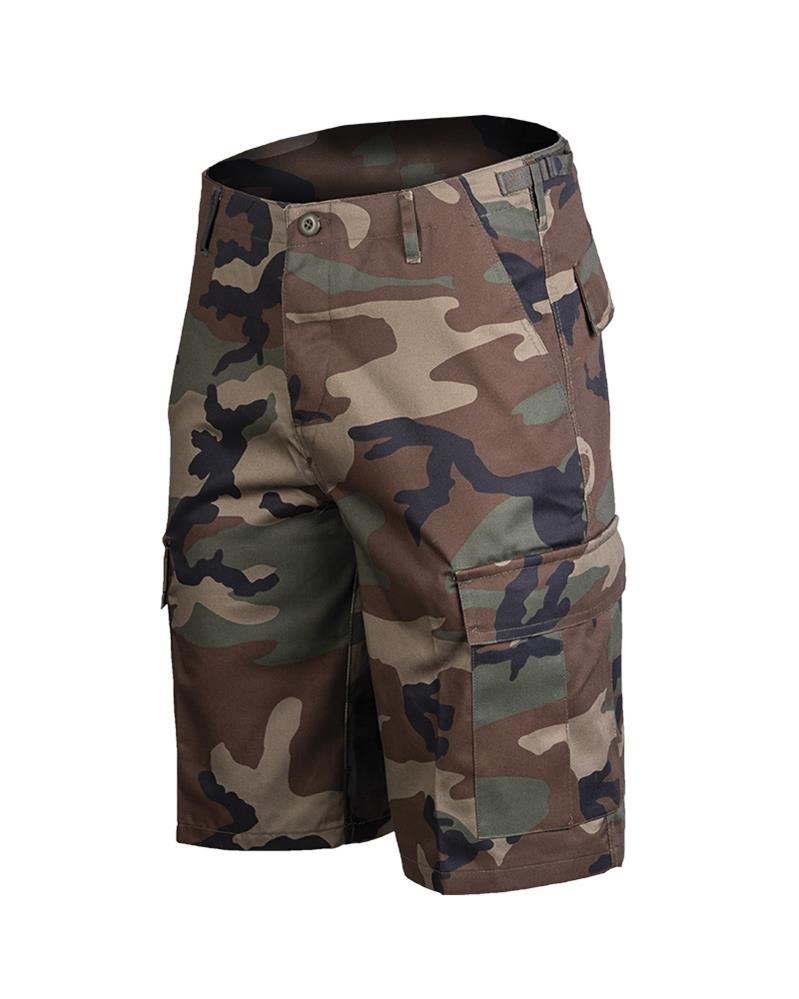 Bermudashorts im Militärstil der Marke Mil-Tec im Woodland-Camouflage-Look, Cargo-Shorts BDU Army