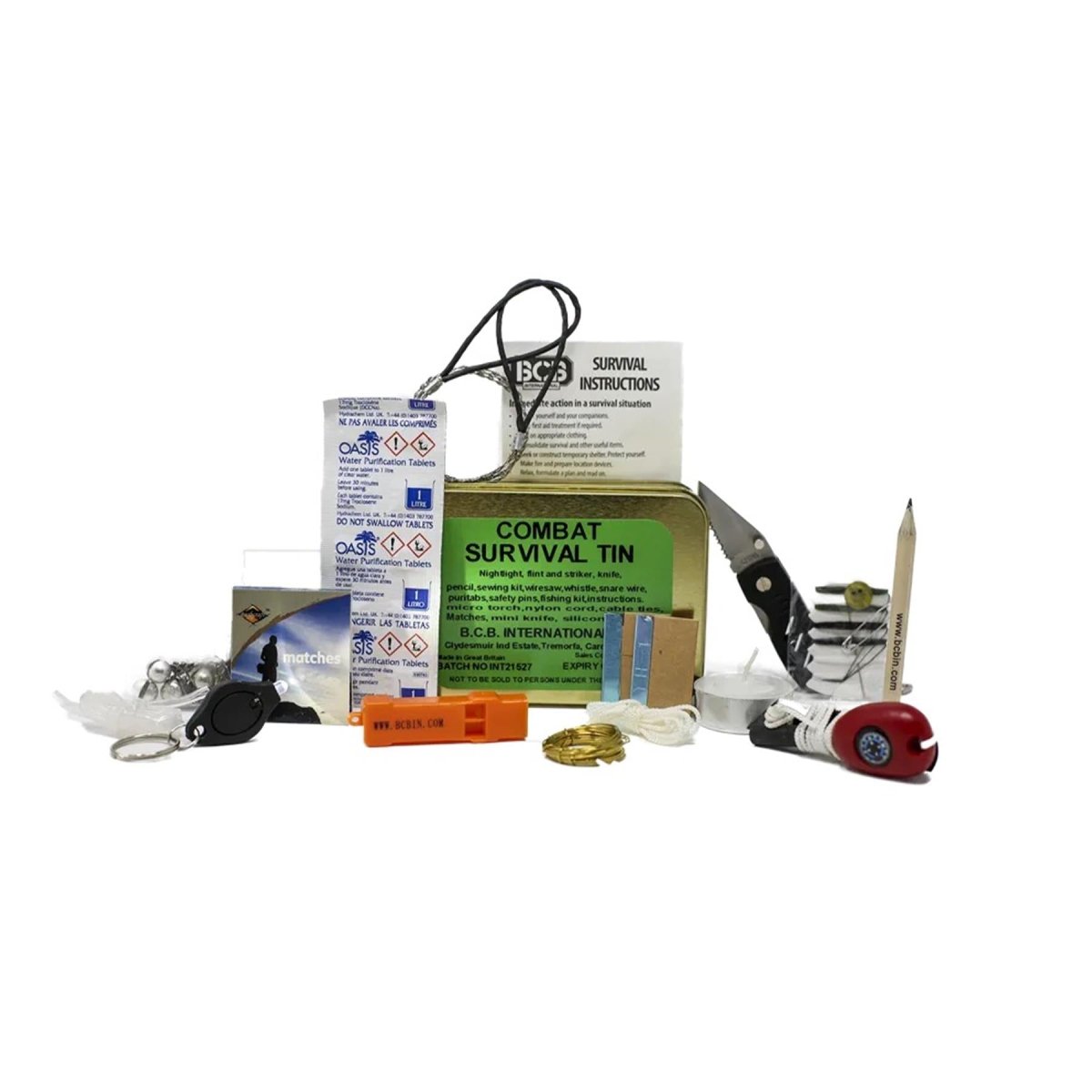 BCB Combat Survival Tin Essentials Rettungs- und Überlebensset für den Außenbereich, Basis-Notfallset