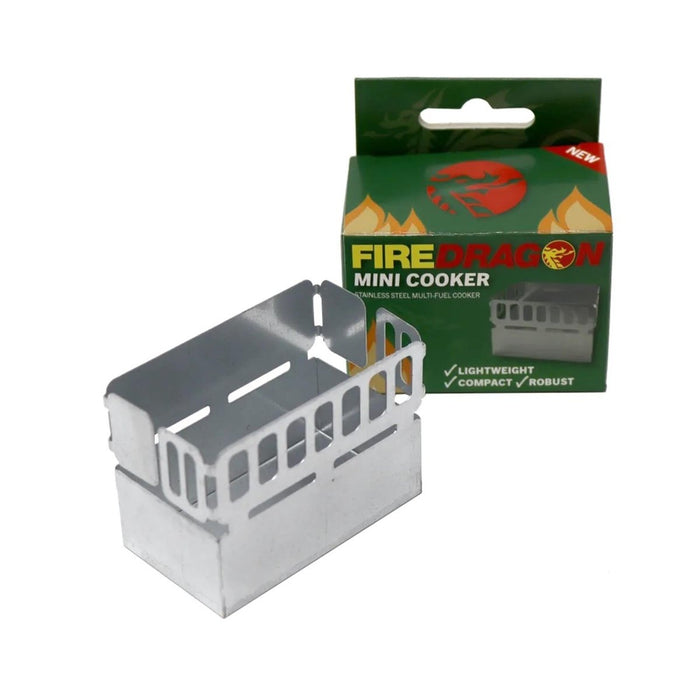 BCB FireDragon Mini Cooker MK2 kompakter Outdoor-Campingkocher aus Aluminium mit Verpackung für den Einsatz beim Wandern und Trekking