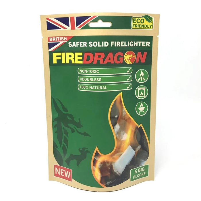 BCB FireDragon Festbrennstoffblöcke, Packung mit 6 umweltfreundlichen, ungiftigen und geruchlosen Feueranzündern für Camping und Rucksackreisen.