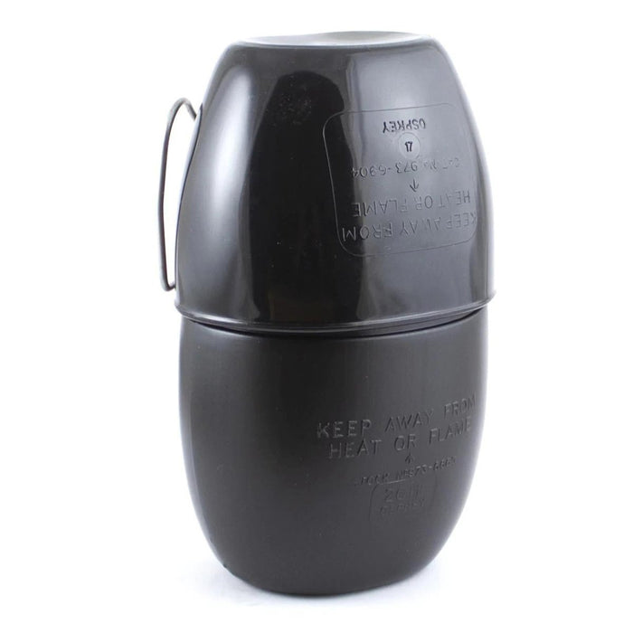 Schwarze BCB Multi-Fuel Cooking System-Kantine aus Aluminium mit Kochbecher und Griff in schwarzer Tasche für den Außenbereich
