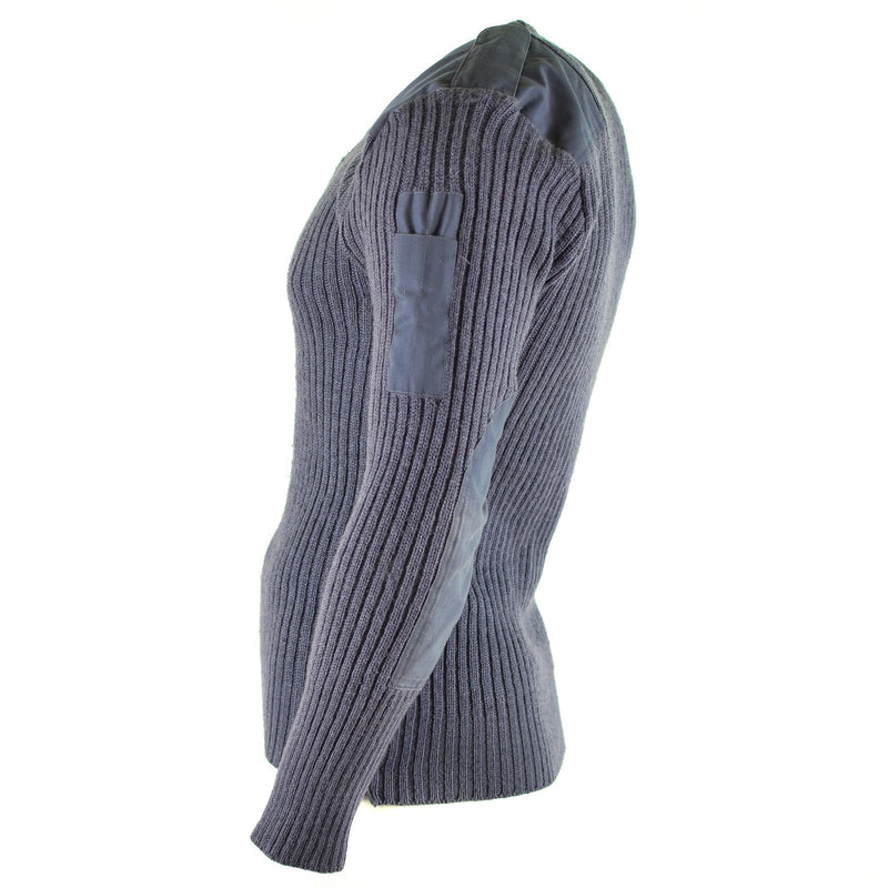 Original britische Armee Pullover Commando Jumper blau grau Pullover Wolle V-Ausschnitt