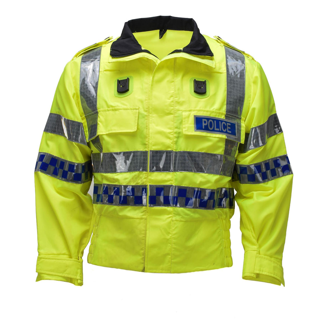 Original reflektierende Warnschutz-Uniformjacke der schottischen Polizei, Gelb