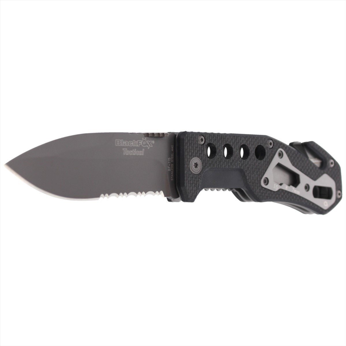 Black Fox BF-115 Taktisches Taschenmesser AISI 440 Klinge Glasbrecher G10 Griff