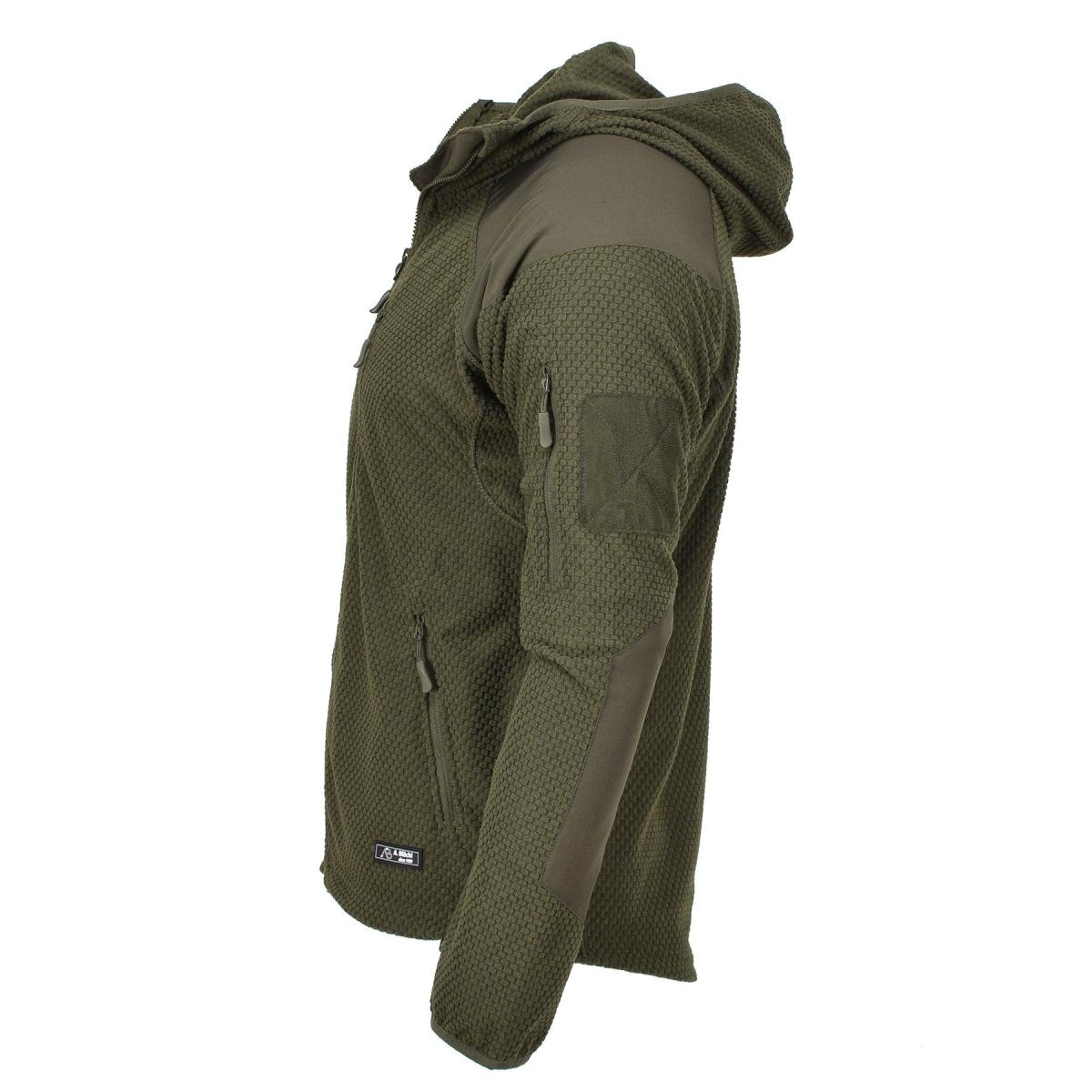 Blochl Brand Military Style Fleece Thermojacke mit Kapuze und verstärkter Olive NEU