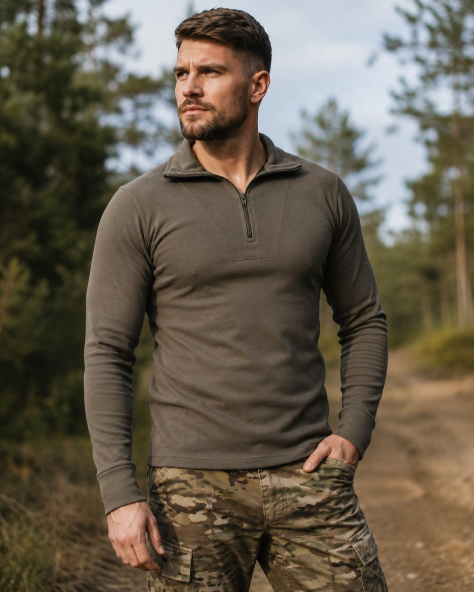 Blochl Brand Militär-Stil Jersey-Hemden Thermo-Unterhemden mit hohem Kragen NEU