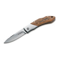 BOKER Caveman Steel Taschenmesser 440A unbeschichteter Stahl, verzierter Holzgriff