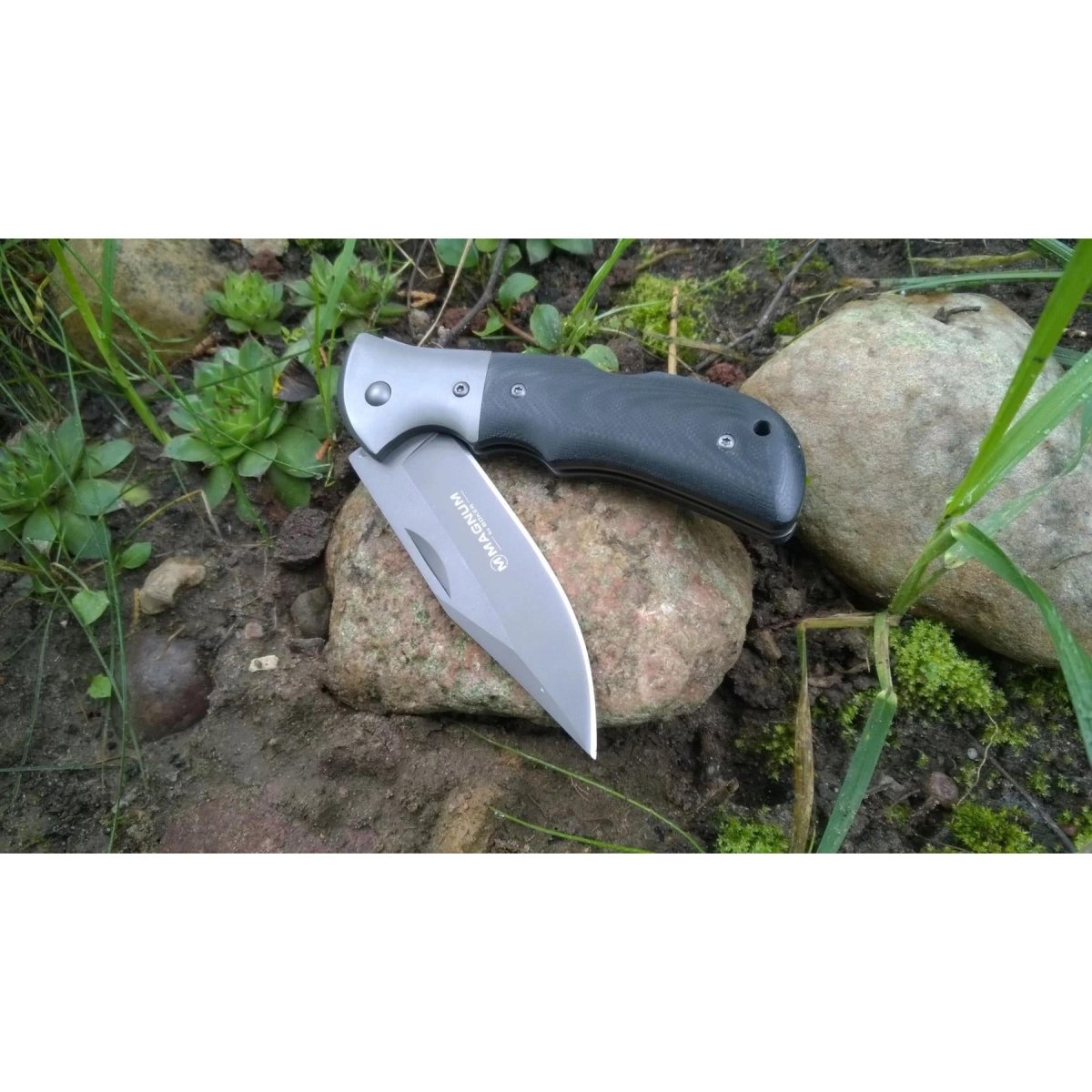 BOKER Grey Eminence Taschenmesser, klappbar, kompakter schwarzer Micarta-Griff aus 440A-Stahl