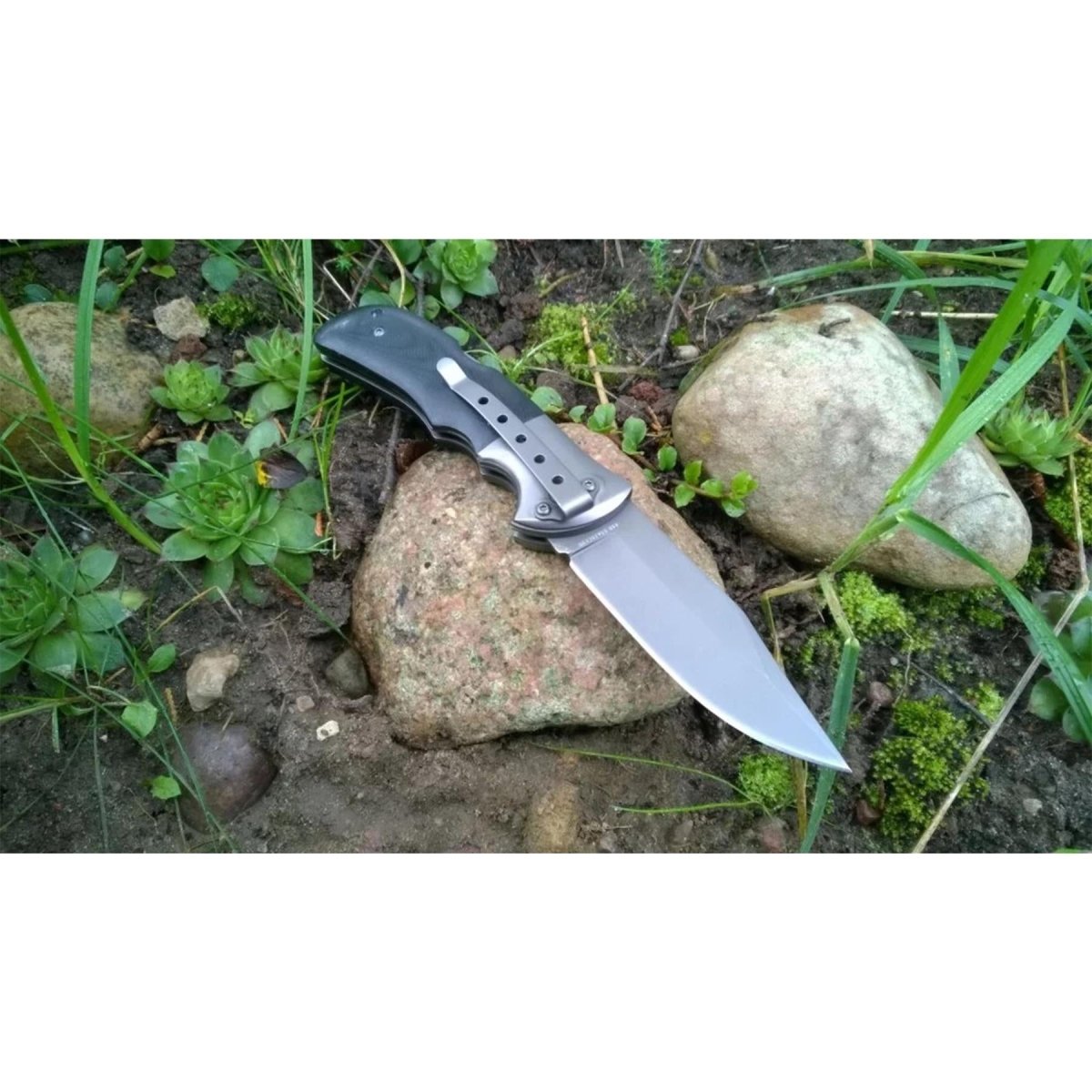 BOKER Grey Eminence Taschenmesser, klappbar, kompakter schwarzer Micarta-Griff aus 440A-Stahl