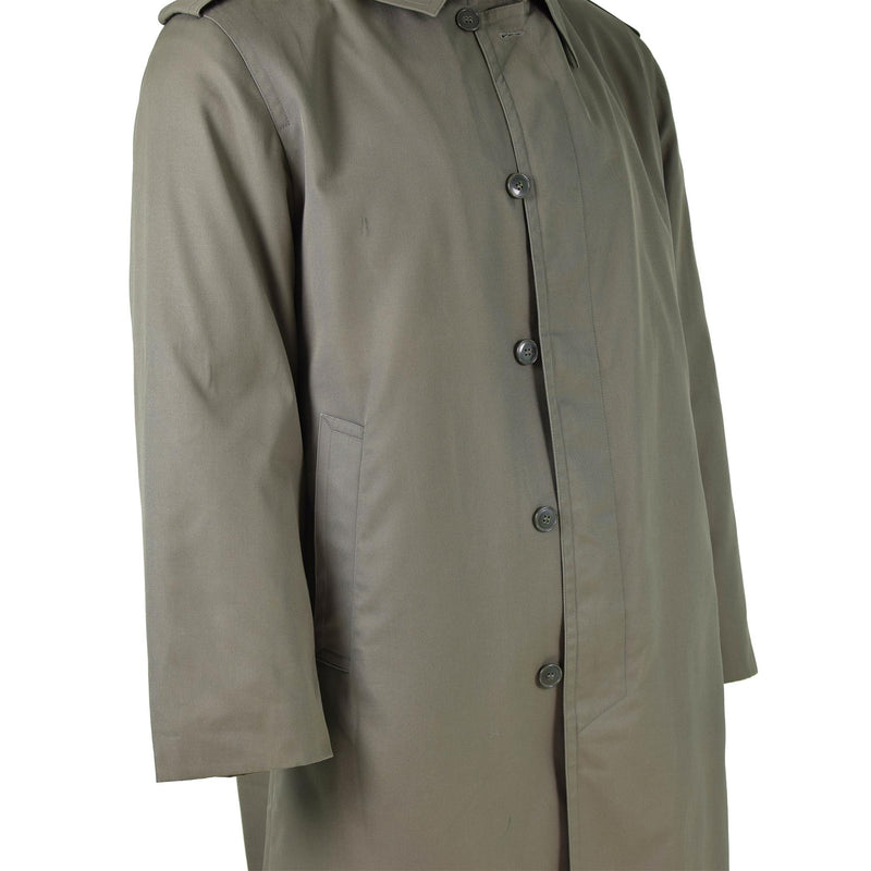 Echter französischer Militär-Regenmantel, Armee-Trenchcoat, oliv, wasserdicht, volle Länge