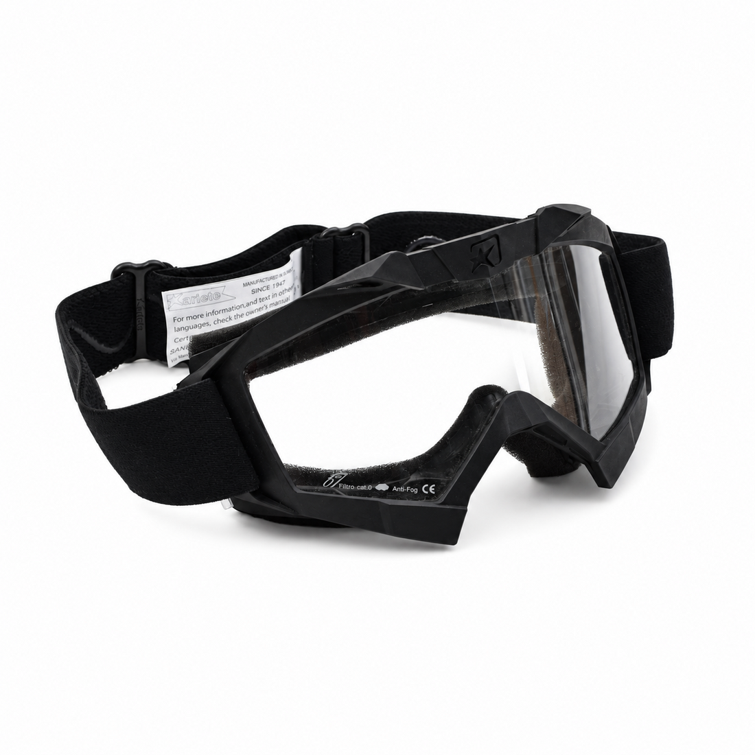 Original italienische Militär-Schutzbrille von Ariete, klares Glas, beschlagfrei, schwarz