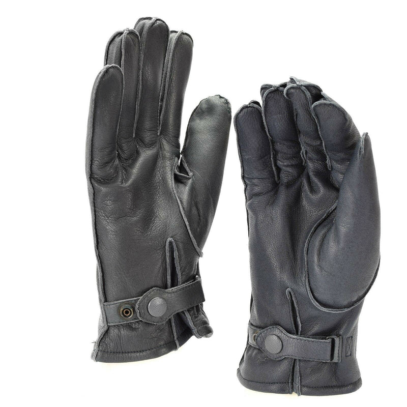 Echte deutsche Polizei Lederhandschuhe Patrouille grau gefüttert Wolle 100 % winterwarm NEU