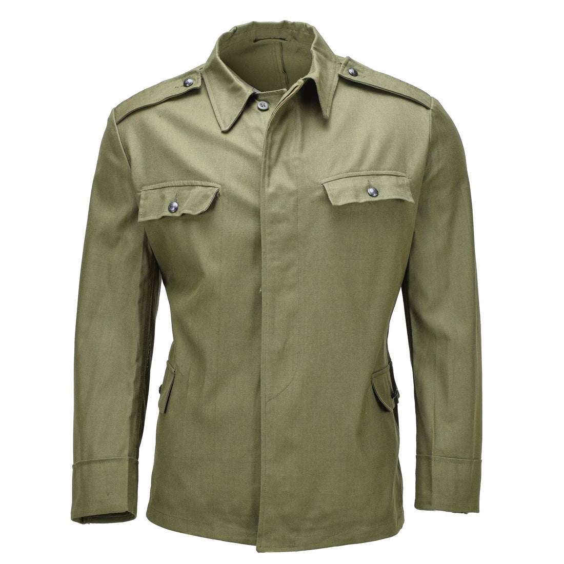 Original rumänische Armee-Arbeitsjacke, Knopfleiste vorne, Militär-Feldmantel, Oliv