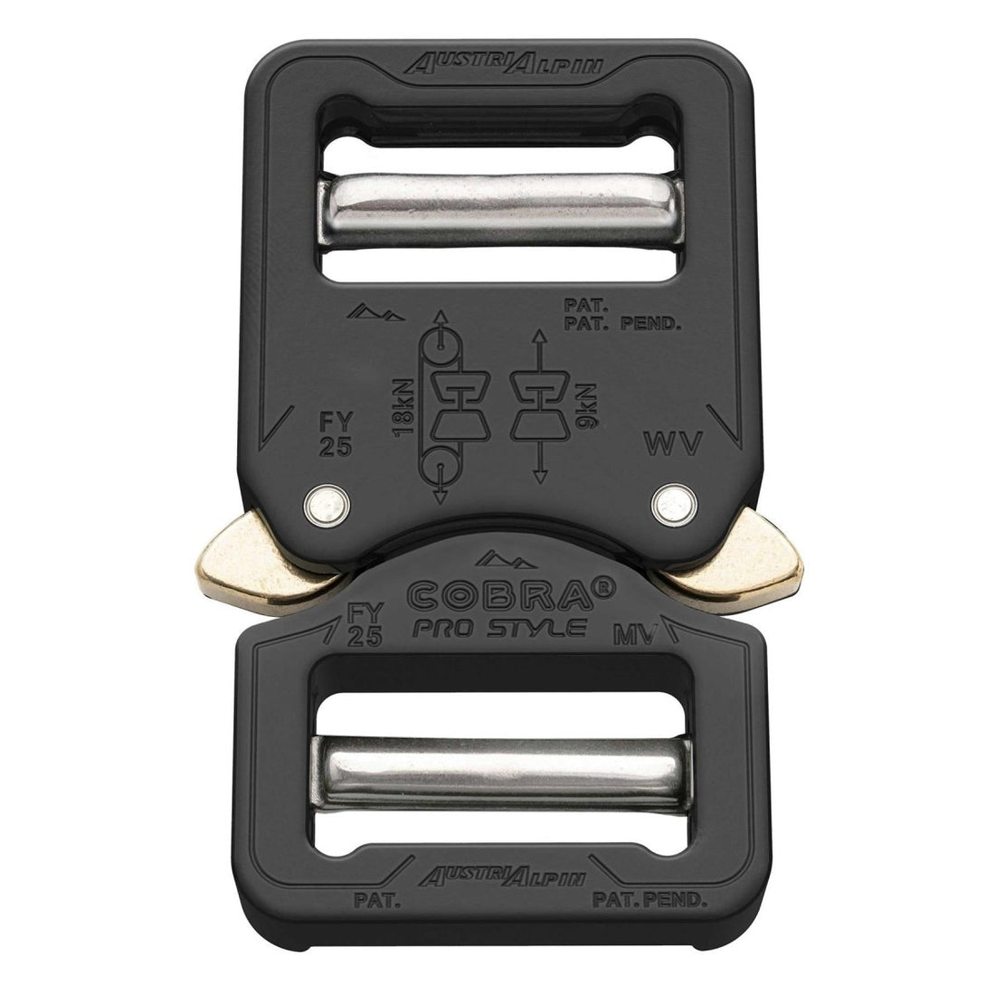 Cobra Pro Style -Gürtelschnalle 25 mm Schnellfreisetzung schweres Aluminiumschwarz