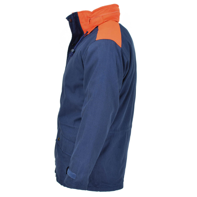 Original italienische dreischichtige Marine Parka Jacke mit Kapuze Vintage wasserdicht NEU