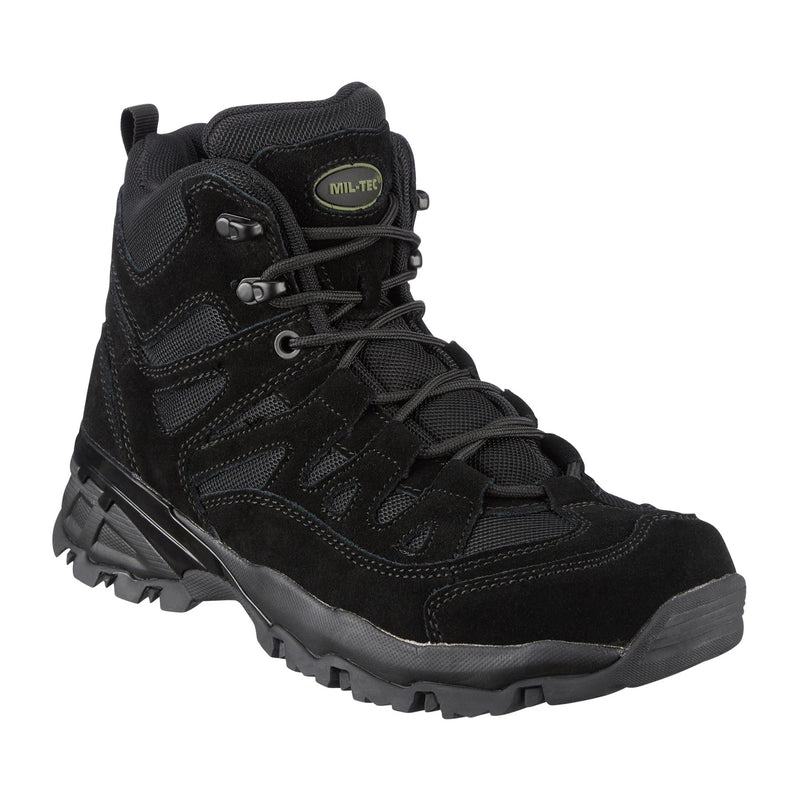 MIL-TEC SQUAD Stiefel halbhoch runde Sohle Camping Outdoor schwarzes Wildleder Schuhwerk