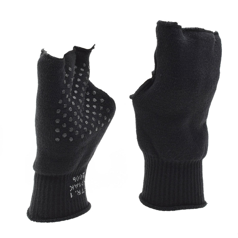 Original dänische Militärhandschuhe schwarz wärmer fingerlos rutschfeste Handfläche Armee NEU