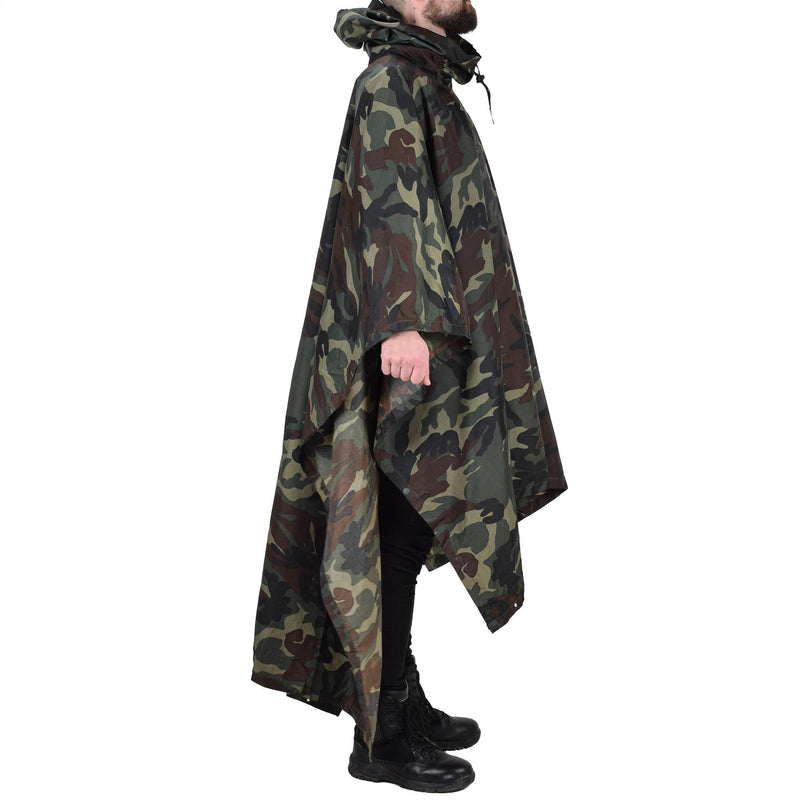Original türkischer Militär-Camouflage-Poncho, wasserabweisend, Ripstop, mit Kapuze, Armee-