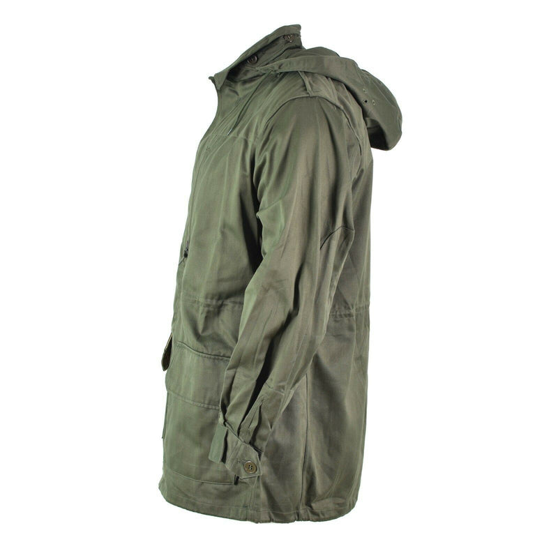 Original französische Armee Olive OD Jacke Müdigkeit Kampf Militär Kapuzenparka Satin