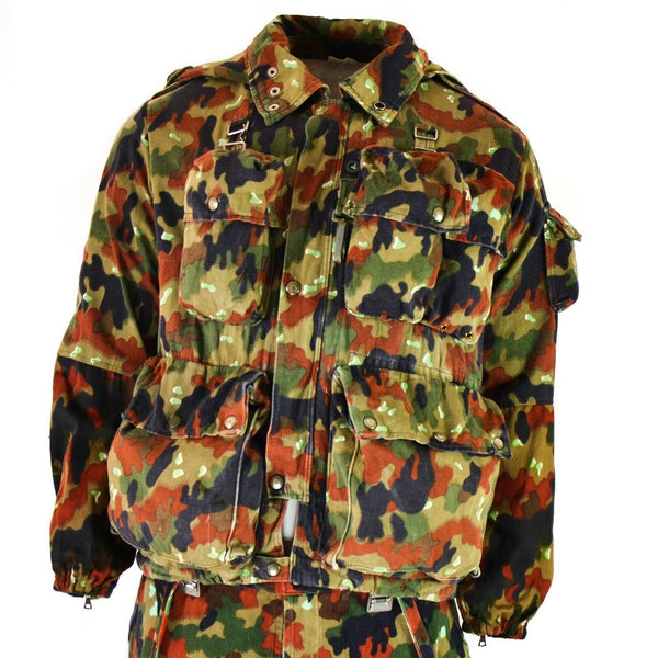 Echte Schweizer Armeejacke M70 Alpenflage Camo Scharfschützen-Kampfparka mit Kapuze