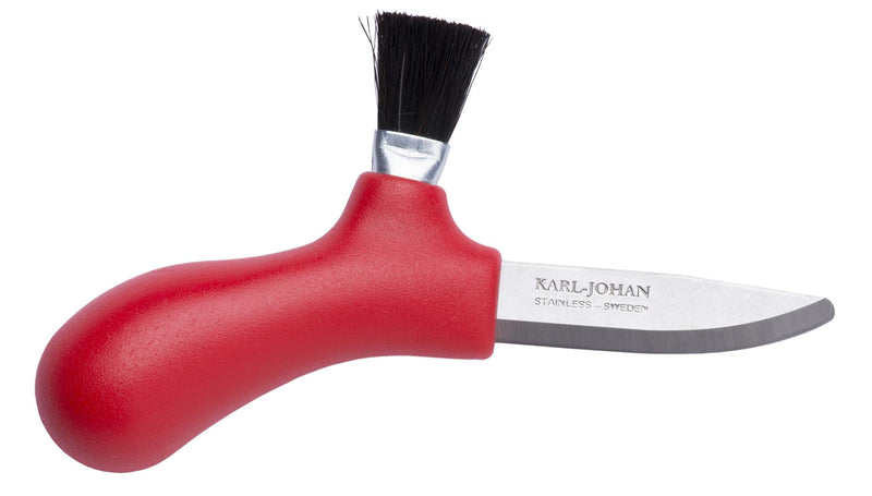 Schwedisches Messer MORA Pilzsammler Edelstahl echte Rosshaarbürste Rot