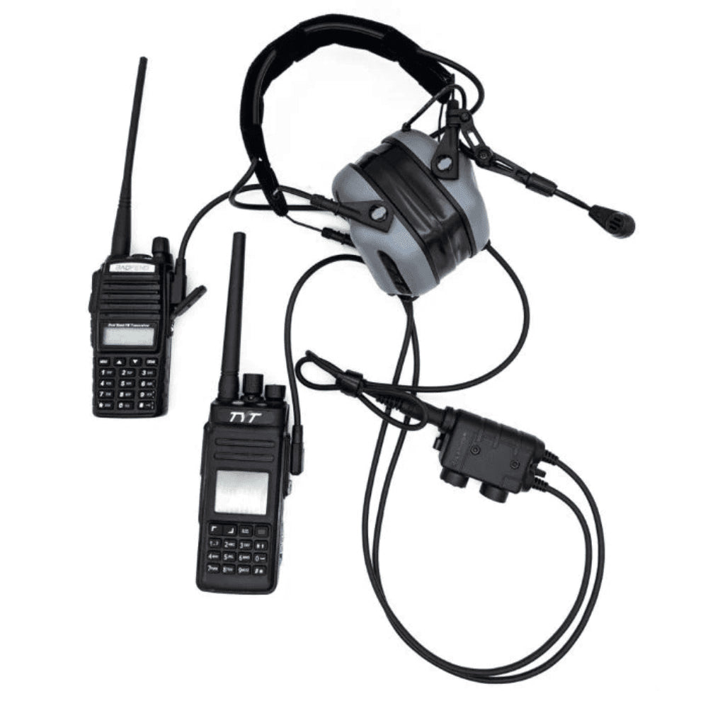 Earmor Dual PTT Adapter Kenwood Baofeng 2 Pin Wired Tactical Headset Schwarz