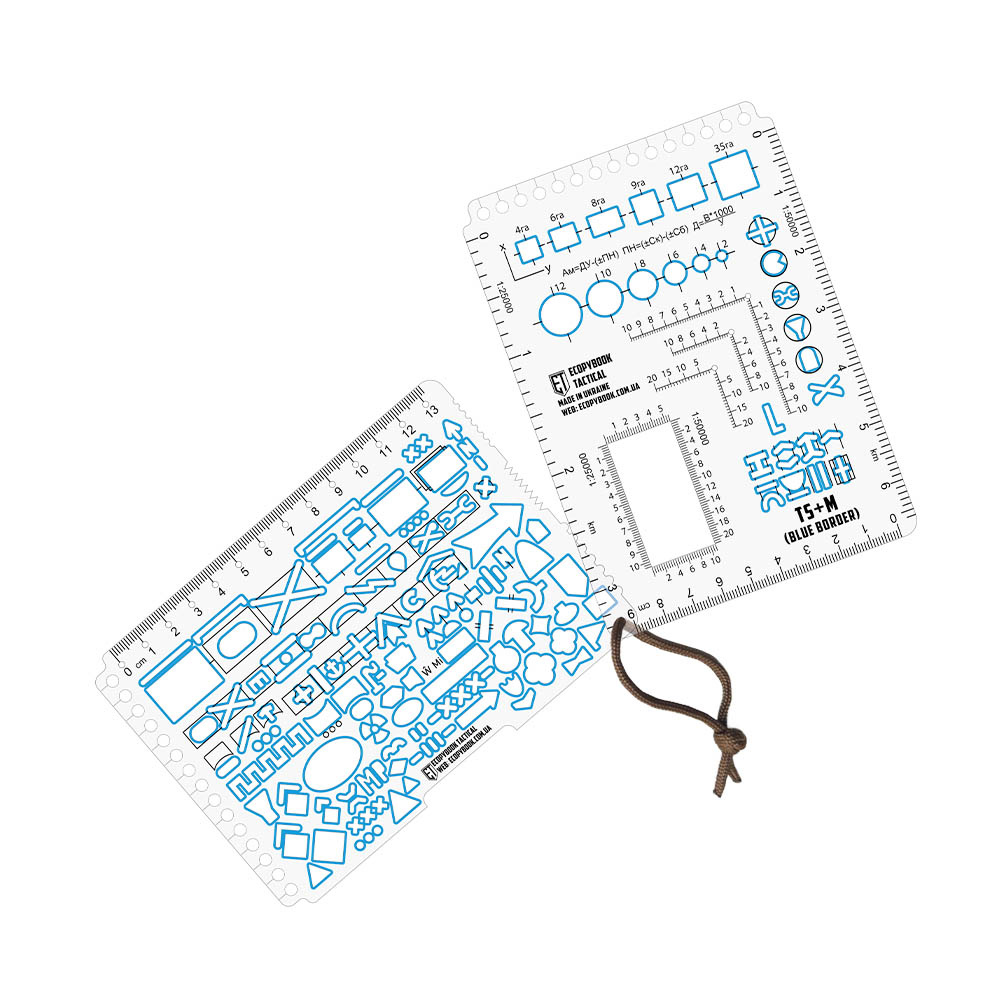 Ecopybook Tactical TS+M A6 NATO-Kartenlineal-Set, flexibler Polymer-Rand, blau