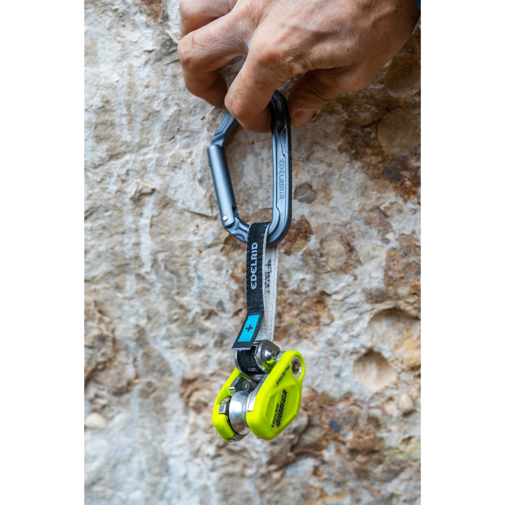 Edelrid Ohmega Kletterbremsassistent mit Seilrolle 8,6–10,5 mm Seiloase