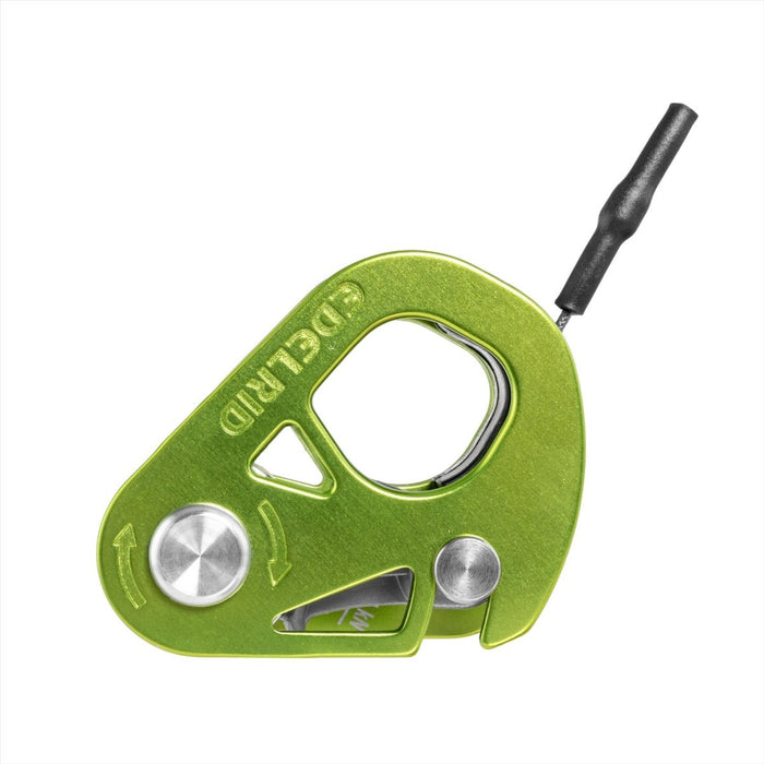 Leichte Edelrid SPOC-Kletterrolle aus grünem Aluminium mit integriertem Kabel für den professionellen Kletter- und Rettungseinsatz