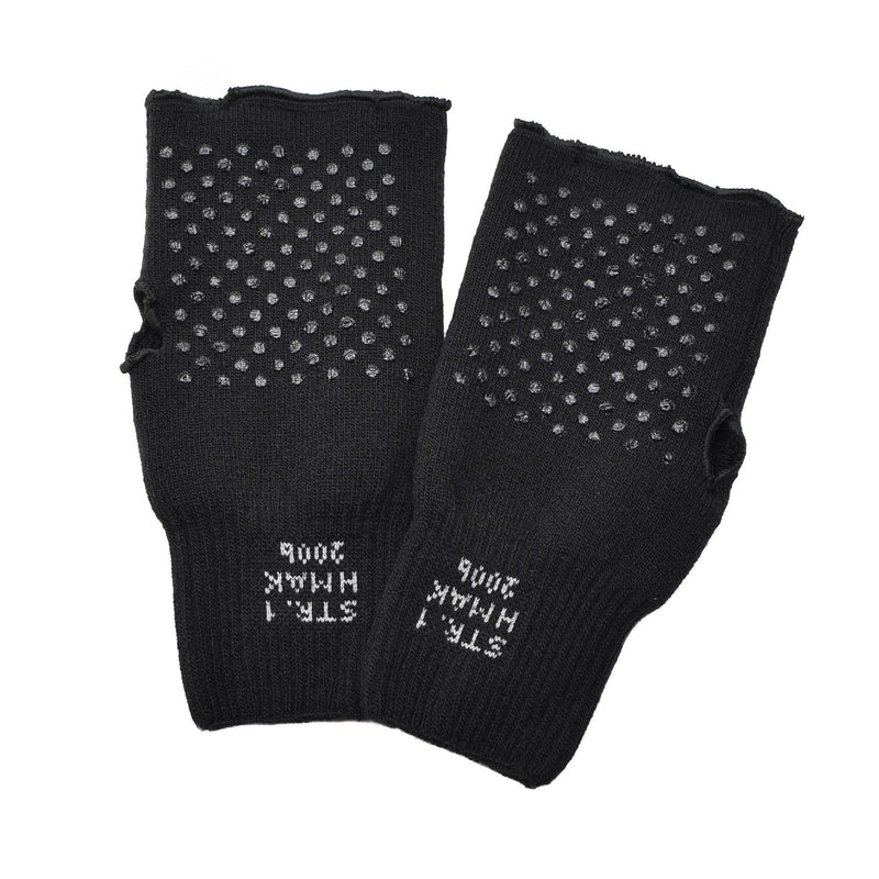 Original dänische Militärhandschuhe schwarz wärmer fingerlos rutschfeste Handfläche Armee NEU