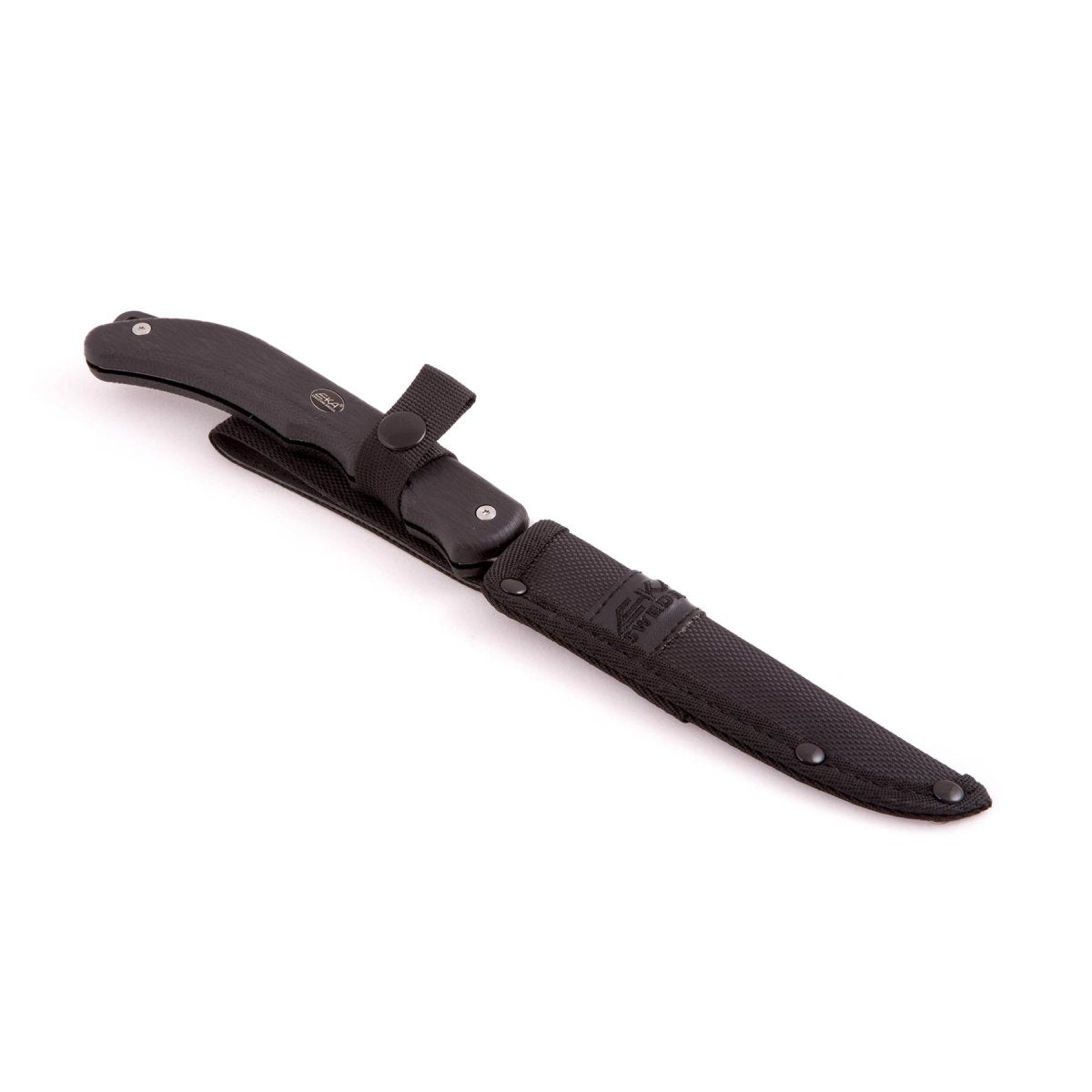 EKA Brand DUO Filetiermesser Seemann Darmöffner 59 HRC Stahl Gummigriff Scheide