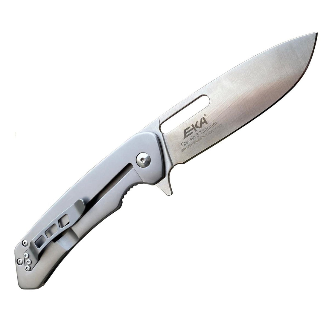 EKA Brand Swedish Classic 8 Taschenmesser, Titangriff, 57 HRC rostfreie Klinge