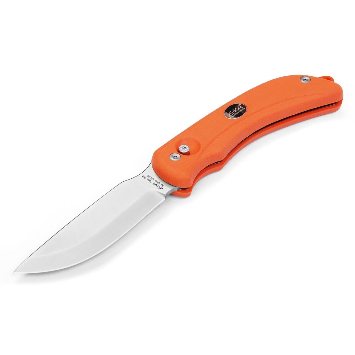 EKA Schwedisches Fischermesser G3 Aufreißhaken 59 HRC Stahlklinge orange Proflex Griff