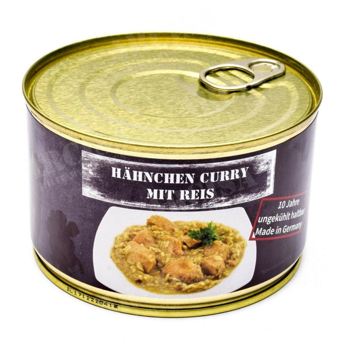 400g Dosen-Notration Hühnchen-Curry mit Reis, Überlebensnahrung, hergestellt in Deutschland von der Marke MFH