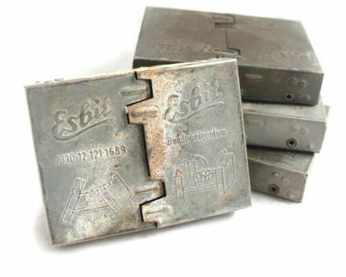 Vintage ESBIT aluminum folding cooking stove used by the German Army for outdoor and military camping.