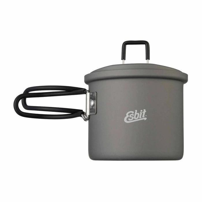 ESBIT Leichter Topf, 625 ml, Camping, hart eloxiertes Aluminium, Klappgriff, Grau – GoMilitar